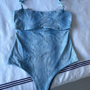 POEMA ONE PEICE DENIM SWIMSUIT SMALL